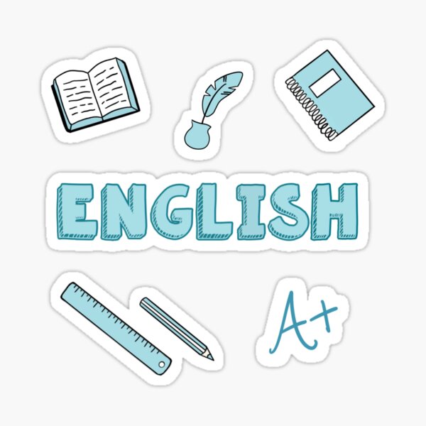 light blue english school subject sticker pack Sticker