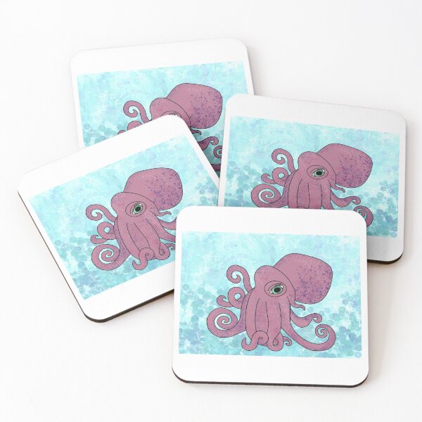 Item preview, Pink and Purple Octopus on Light Blue  designed and sold by artsyANTcreatns.