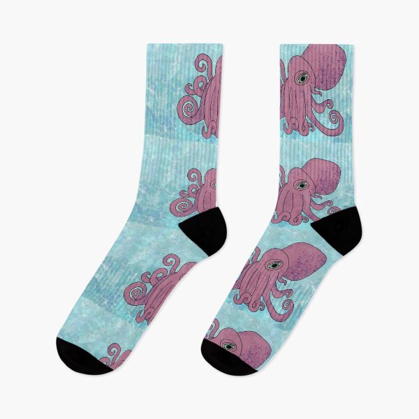 Item preview, Pink and Purple Octopus on Light Blue  designed and sold by artsyANTcreatns.
