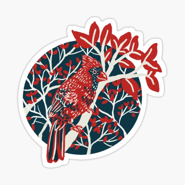 Cute Cardinal Bird Art Sticker