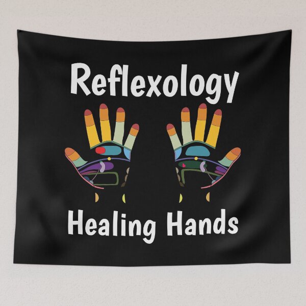Item preview, Reflexology Healing Hands (hand map) (white text) designed and sold by Onpointholistic.