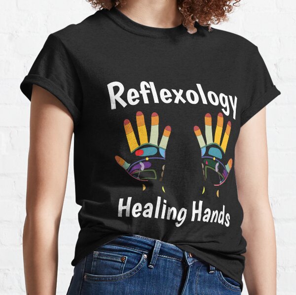 reflexology HAND BEADED & PAINTED FEET & HEART T-SHIRT BLUE design 2 XL 