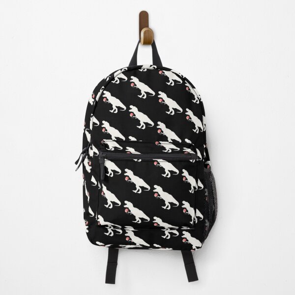 Item preview, T rex dinosaur and pink dahlia silhouettes, be kind designed and sold by Collagedream.