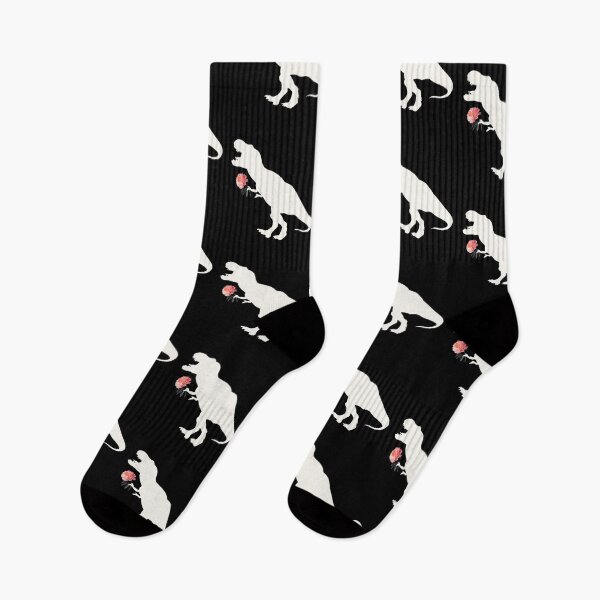 Item preview, T rex dinosaur and pink dahlia silhouettes, be kind designed and sold by Collagedream.