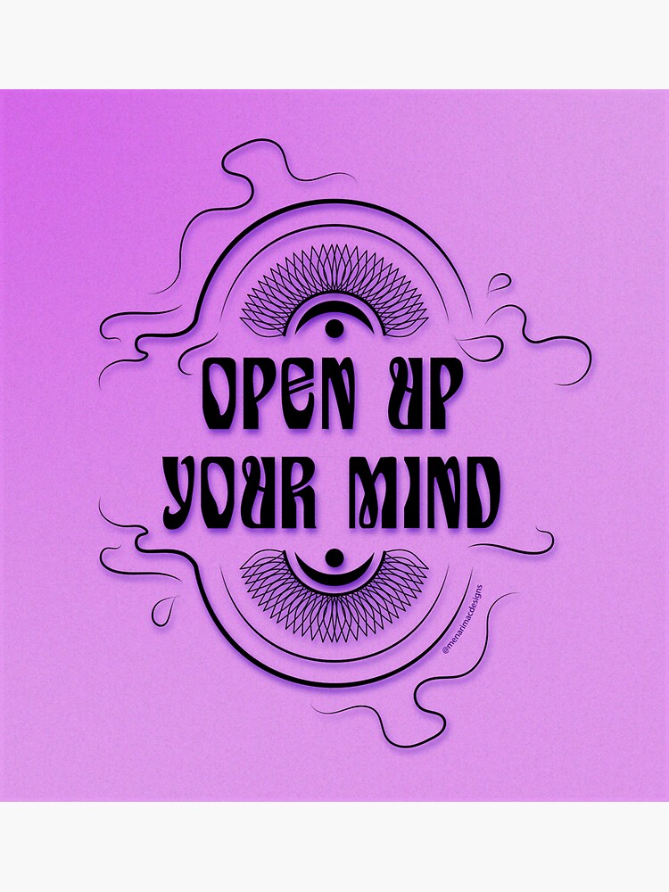 "Open Up Your Mind (purple)" Sticker by menarimacdesign Redbubble