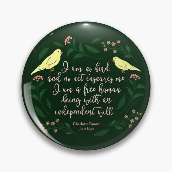 Item preview, Green Floral Bird Quote Jane Eyre Charlotte Bronte designed and sold by Bookish and Wonderful.