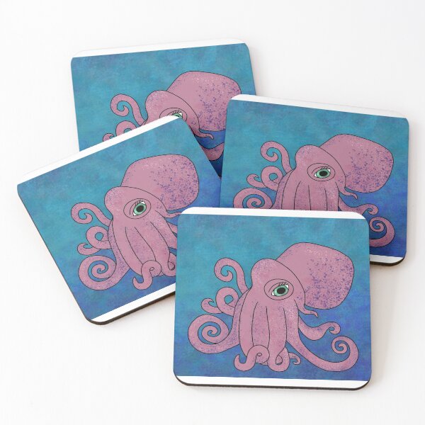 Item preview, Pink and Purple Octopus on Dark Blue  designed and sold by artsyANTcreatns.