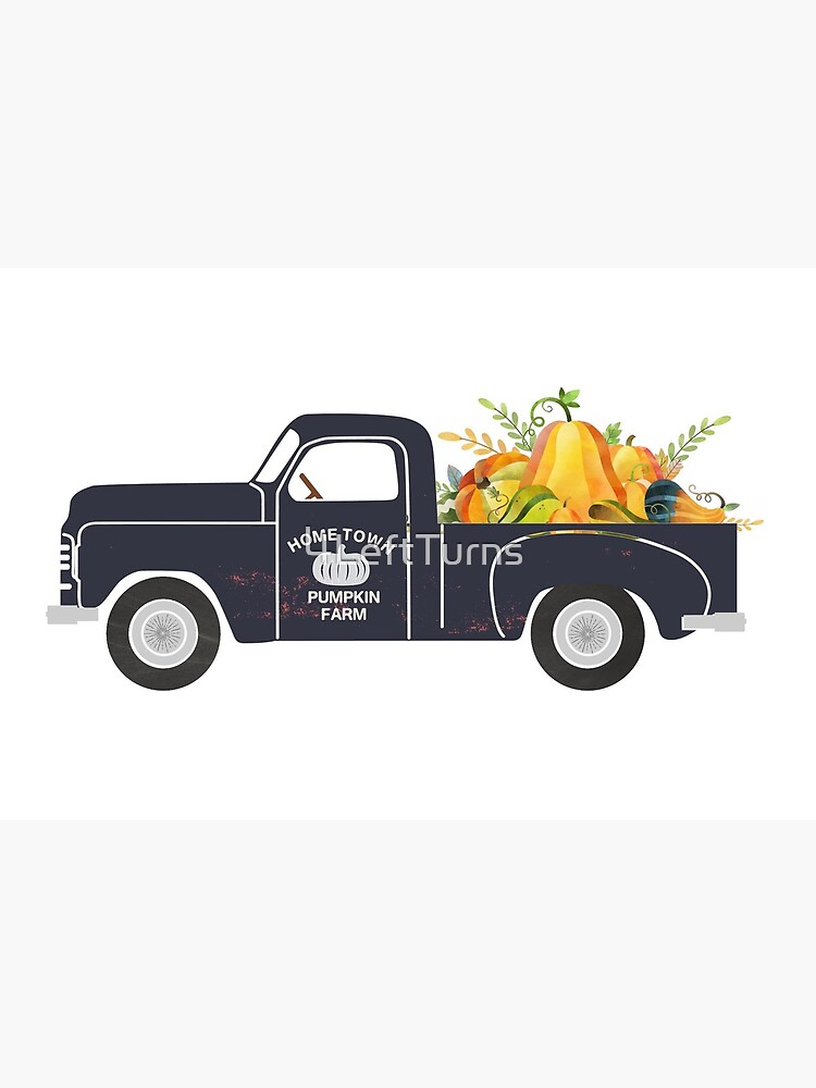 Download Vintage Farm Truck With Pumpkins Art Board Print By 4leftturns Redbubble