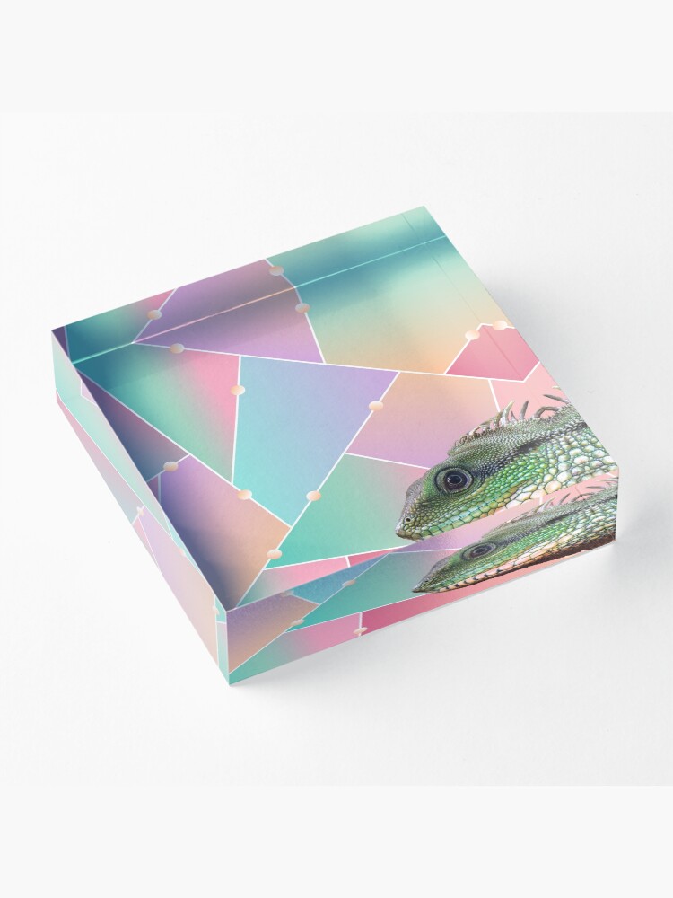 Alternate view of Geometric Pattern Chinese Water Dragon Acrylic Block