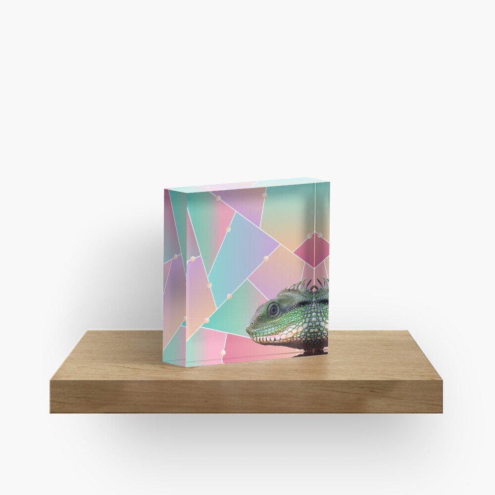 Geometric Pattern Chinese Water Dragon Acrylic Block
