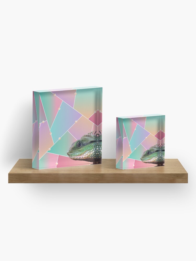 Alternate view of Geometric Pattern Chinese Water Dragon Acrylic Block