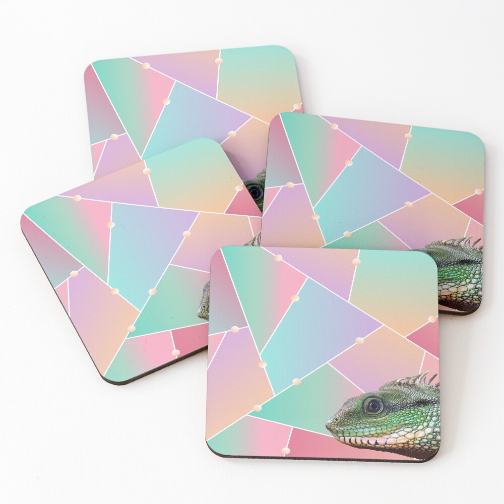 Geometric Pattern Chinese Water Dragon Coasters (Set of 4)