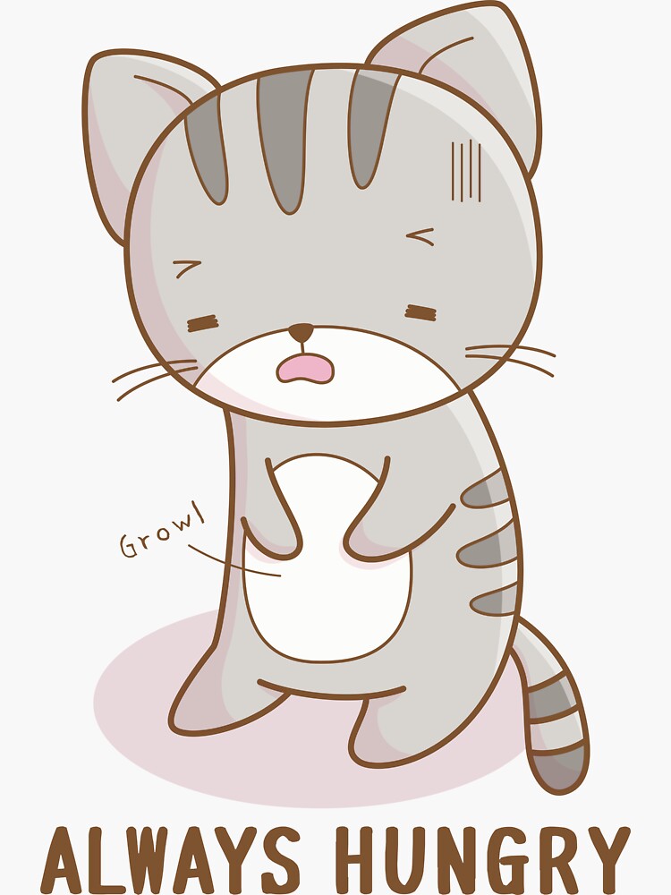 Cute Kitten Always Hungry Sticker