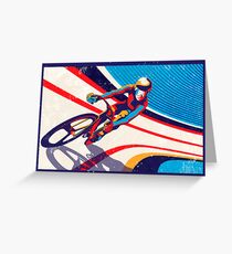 retro track cycling print poster Greeting Card