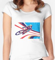 retro track cycling print poster Fitted Scoop T-Shirt