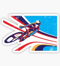 retro track cycling print poster Sticker