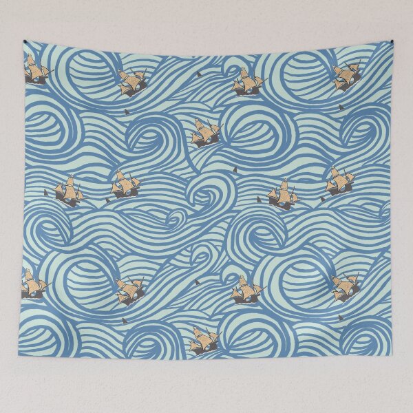 Item preview, Rough Seas repeat pattern designed and sold by Quick Brown Fox Canada.