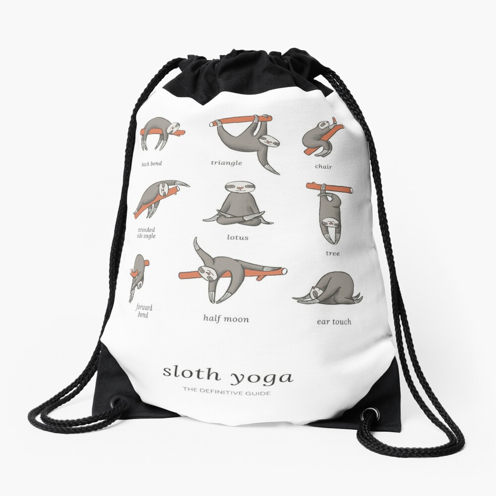 Sloth Yoga - The Definitive Guide Drawstring Bag for Sale by Theysaurus