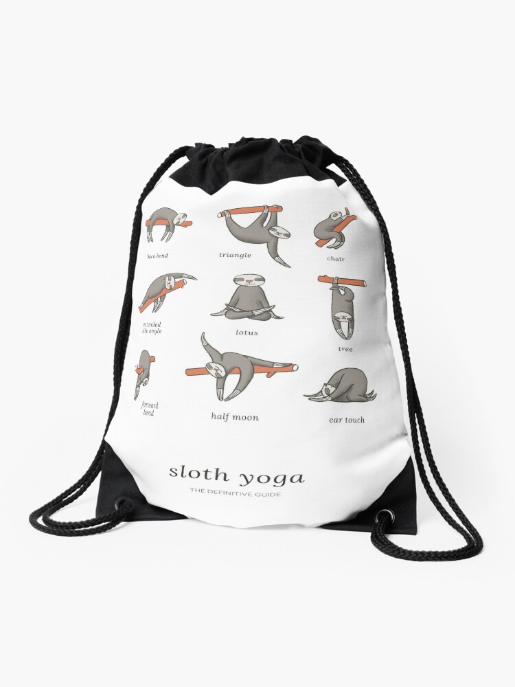 Sloth Yoga - The Definitive Guide Drawstring Bag for Sale by Theysaurus