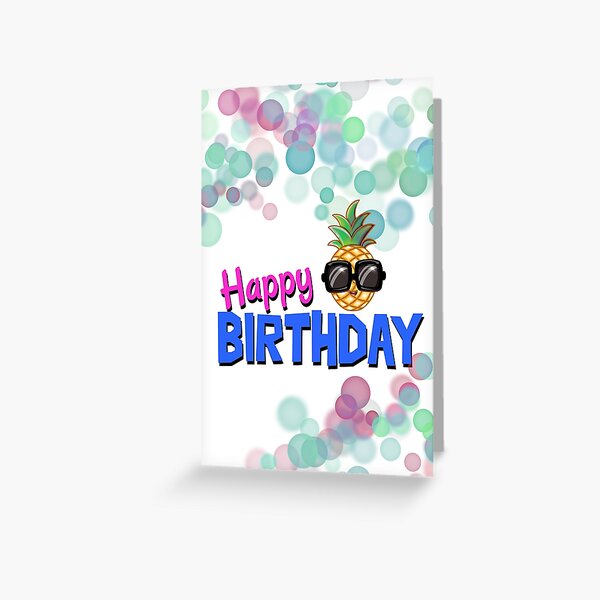 Carte De Vœux Carte Joyeux Anniversaire Ananas Good Vibes Par Purplecanvas Redbubble