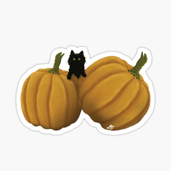 Harvest Kitty Autumn Pumpkin Cat Illustration Sticker