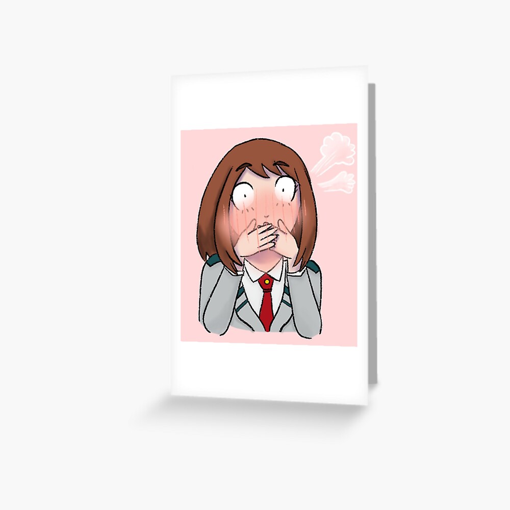 "Blushing Ochako Uraraka Bnha" Greeting Card for Sale by cassattyb