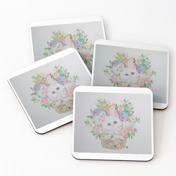 Item preview, Cute Bunny Kitten in a Floral Basket designed and sold by Proudgrandma 148.