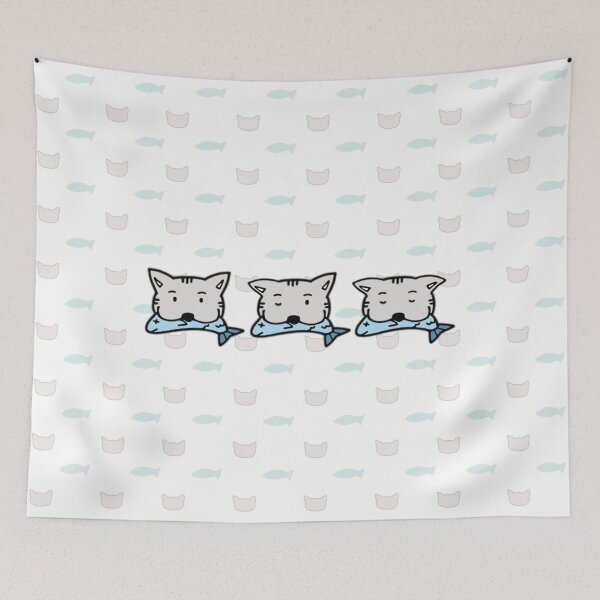 Item preview, CUTE ADORABLE CAT WITH FISH designed and sold by LovelyRuky.