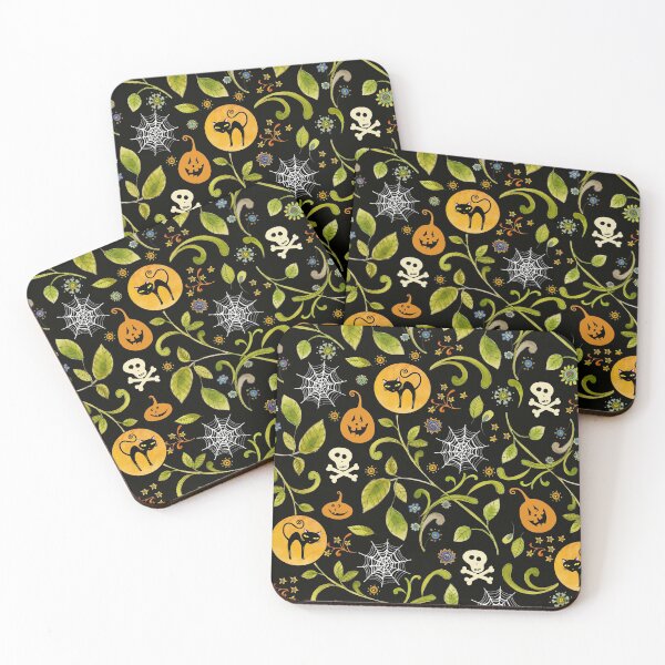 Item preview, Halloween black cats pumpkins and skulls   designed and sold by Sue Zipkin.