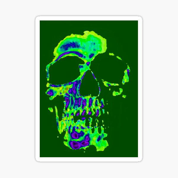 Abstract Skull Green Purple Sticker