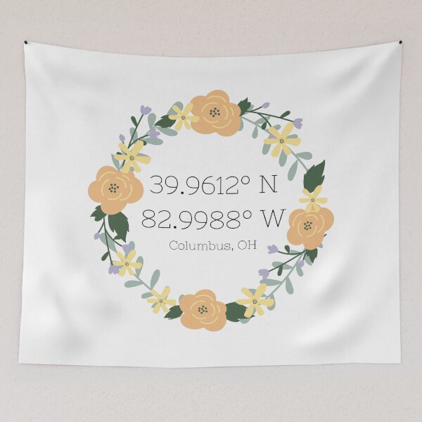 Item preview, Columbus, Ohio Coordinates with Floral Wreath designed and sold by STAR10008.