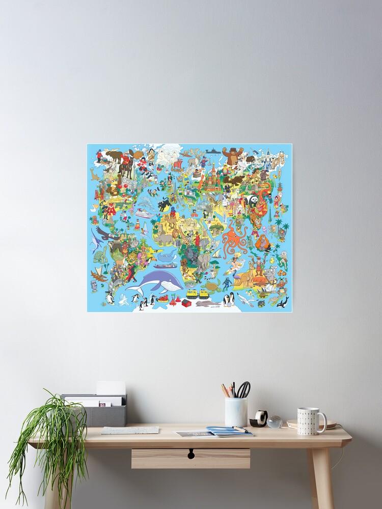 Thumbnail 1 of 3, Poster, Cartoon World Map designed and sold by MrChuckles.