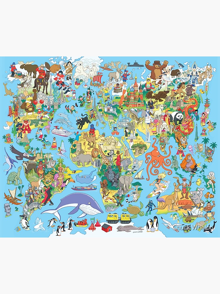 Thumbnail 3 of 3, Poster, Cartoon World Map designed and sold by MrChuckles.