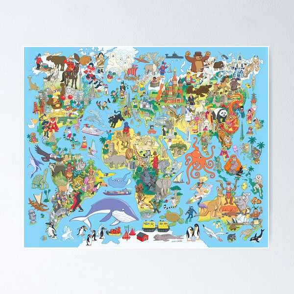 Cartoon World Map Poster