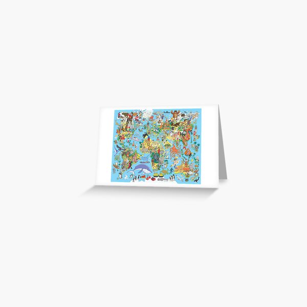Cartoon World Map Greeting Card