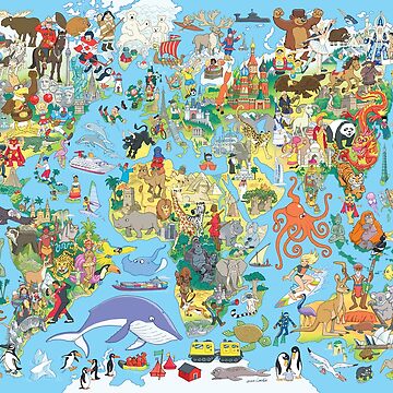 Artwork thumbnail, Cartoon World Map by Chuck Whelon