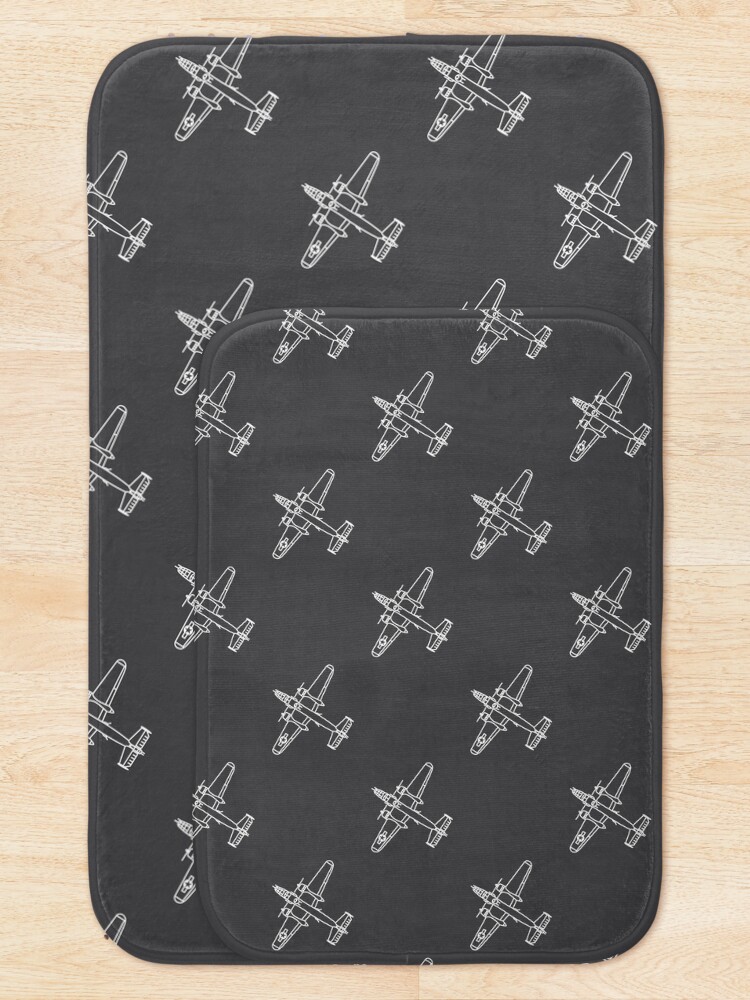 Thumbnail 5 of 6, Bath Mat, B-25 Mitchell pattern designed and sold by Aeronautdesign.
