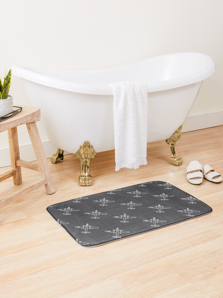 Thumbnail 2 of 6, Bath Mat, B-25 Mitchell pattern designed and sold by Aeronautdesign.