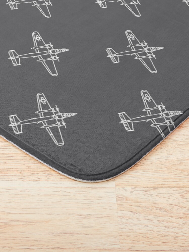 Thumbnail 3 of 6, Bath Mat, B-25 Mitchell pattern designed and sold by Aeronautdesign.