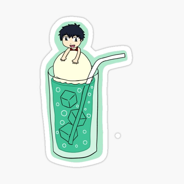 Jun on an Ice Cream Melon Soda Float Sticker