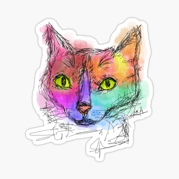 polychromatic cat Sticker