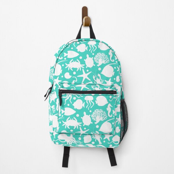 Item preview, White Sea Animals Pattern Aqua & White designed and sold by MillerDesigns.