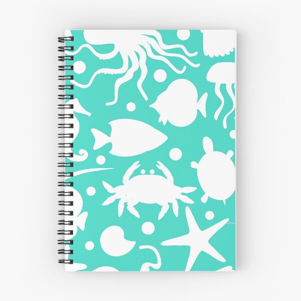 Item preview, White Sea Animals Pattern Aqua & White designed and sold by MillerDesigns.