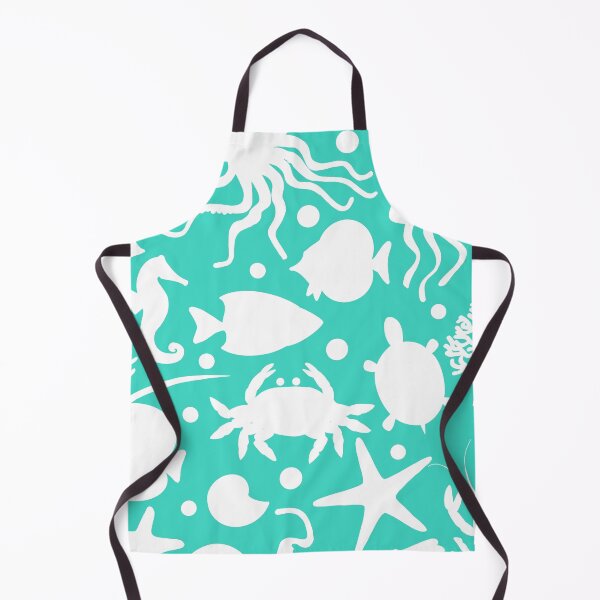 Item preview, White Sea Animals Pattern Aqua & White designed and sold by MillerDesigns.