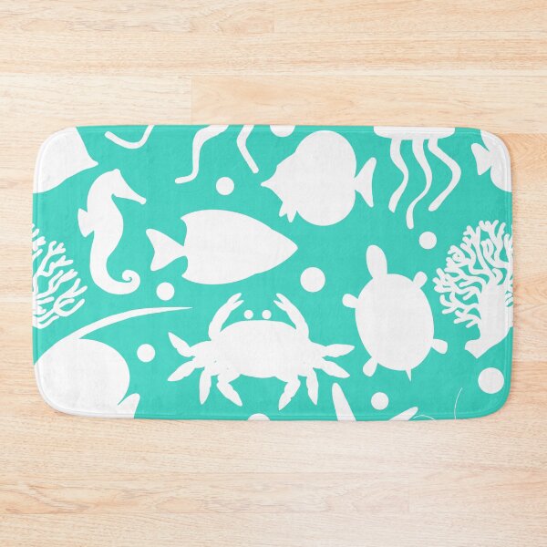 Item preview, White Sea Animals Pattern Aqua & White designed and sold by MillerDesigns.