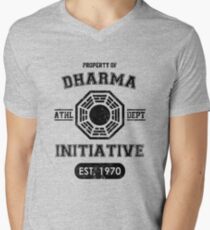 Dharma Initiative athletic department (Black ver.) Men's V-Neck T-Shirt