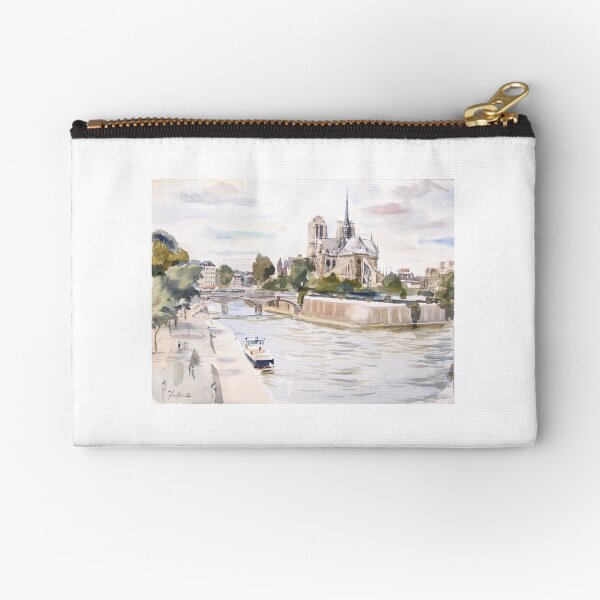 Watercolour Painting Notre Dame Zipper Pouch