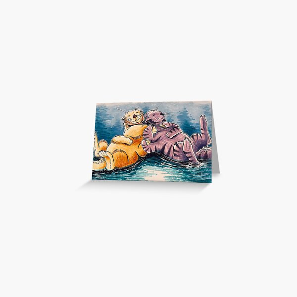 cute space otters Greeting Card