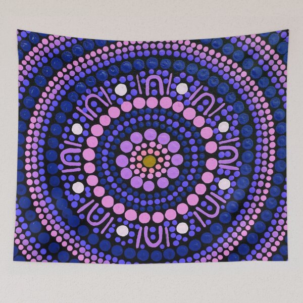 Item preview, Aboriginal Art Gathering Mandala Blue and Purple designed and sold by GhostGumDesigns.