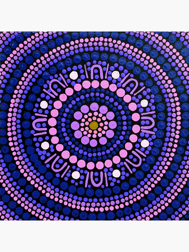 "Aboriginal Art Gathering Mandala Blue and Purple" Poster for Sale by